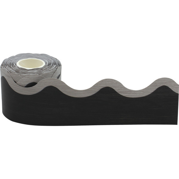 Teacher Modern Farmhouse Black With Gray Scalloped Rolled Border Trim, 50 Feet TCR8944