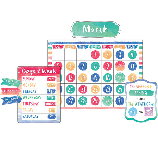 Teacher Watercolor Calendar Bulletin Board Display Set TCR8971