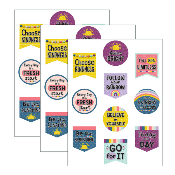 Teacher Oh Happy Day Positive Sayings Accents, 30 Per Pack, 3 Packs TCR9038-3