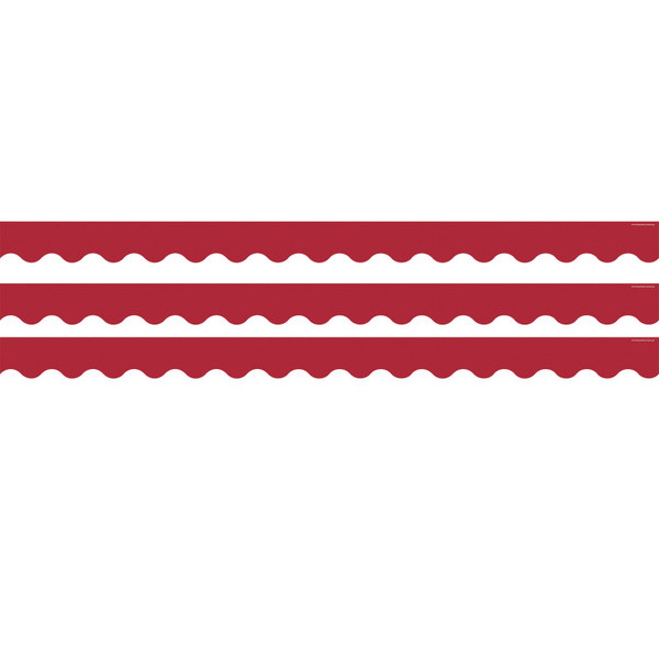 Teacher Cranberry Red Scalloped Border Trim, 35 Feet Per Pack, 3 Packs TCR9242-3