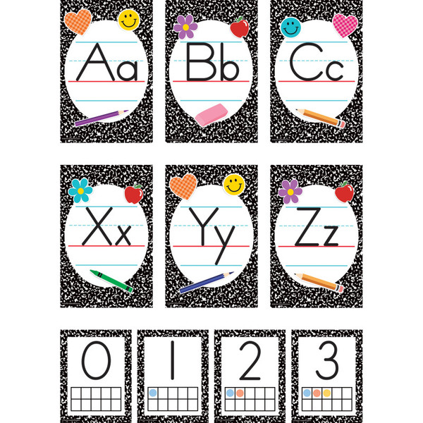Teacher Cool For School Composition Alphabet Bulletin Board Set, 37 Pieces TCR9306