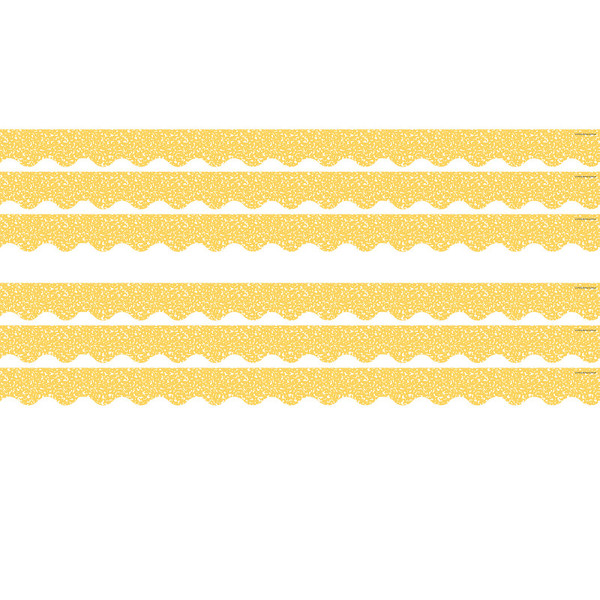 Teacher Composition Yellow Scalloped Border Trim, 35 Feet Per Pack, 6 Packs TCR9315-6