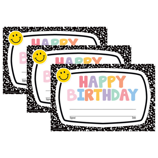 Teacher Cool For School Happy Birthday Awards, 30 Per Pack, 3 Packs TCR9321-3