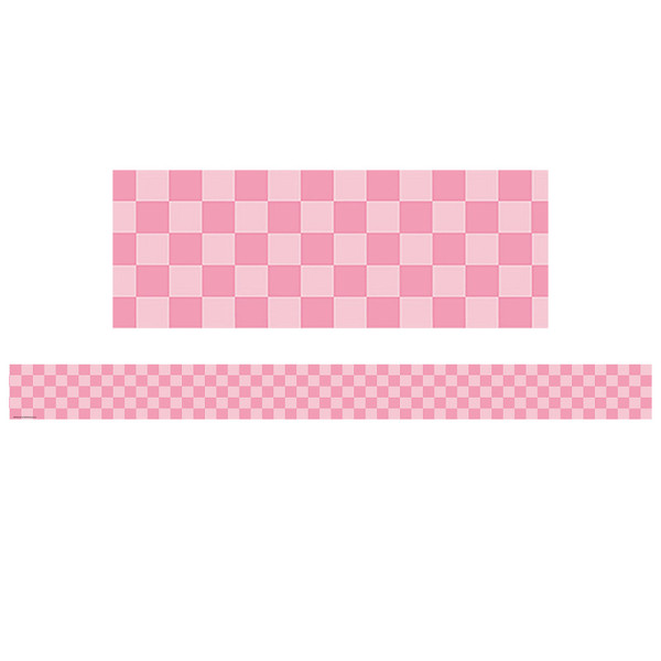 Teacher Cool For School Pink Checkers Straight Border Trim, 35 Feet TCR9332