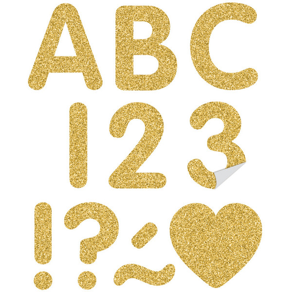 Teacher Gold Glitz 2" Self-Adhesive Letters Uppercase, 276 Pieces TCR9648