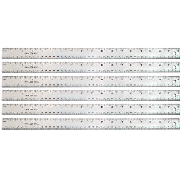 The Stainless Steel Ruler, 18", Pack Of 6 TPG158-6
