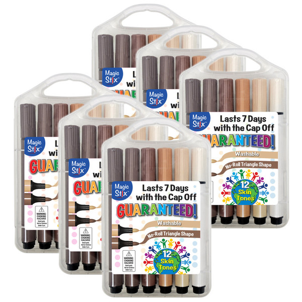 The Triangular Magic Stix Global Skin Tone Markers, 12 Per Pack, 6 Packs TPG39606