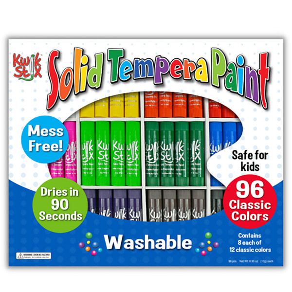 Kwik Solid Tempera Paint Stick, Classic Colors, Class Pack Of 96 TPG696