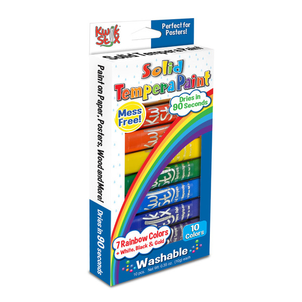 Kwik Tempera Paint Sticks, Rainbow Colors, Pack Of 10 TPG699