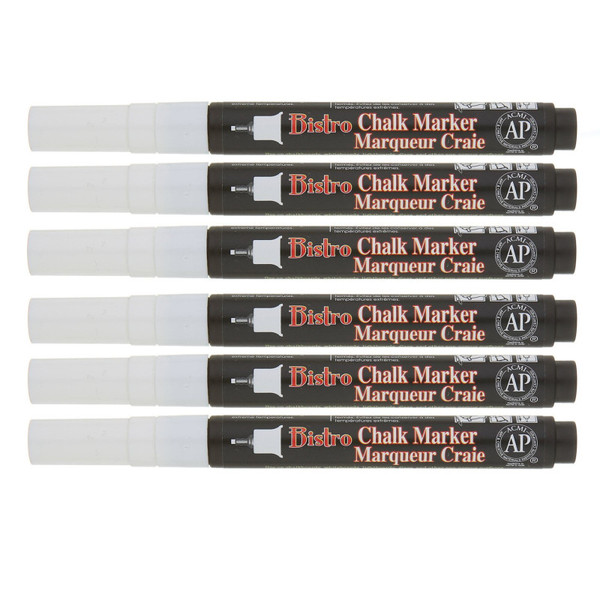 Marvy Bistro Single White Marker, Extra Fine Tip, Pack Of 6 UCH485C0-6