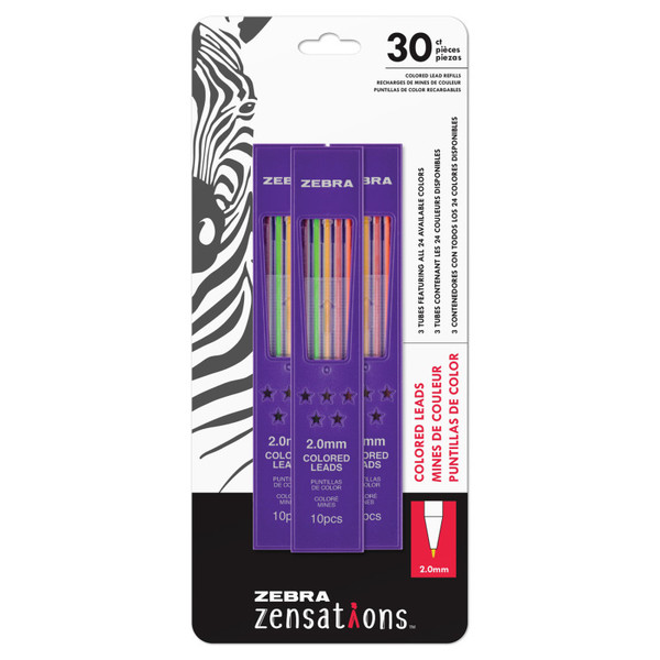 Zensations Mechanical Colored Pencil Lead Refill, 2.0Mm Point Size, Assorted Colored Lead, 30-Count ZEB87103