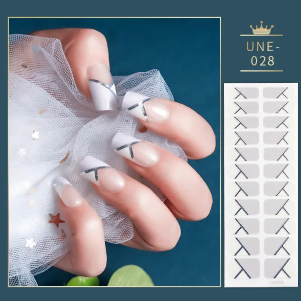 Yellow - 22 Tips Blue And White Shiny Speckles Nail Art Sticker Full Cover Nail Stickers Last Update Nail Wraps Lot Sticker For Nails By WTB