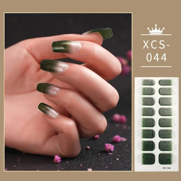 Greyish Brown - 1Pc 3D Nail Slider Beauty Nail Stickers Shining Wave Line Decals Adhesive Manicure Tips Salon Nail Art Decorations By WTB