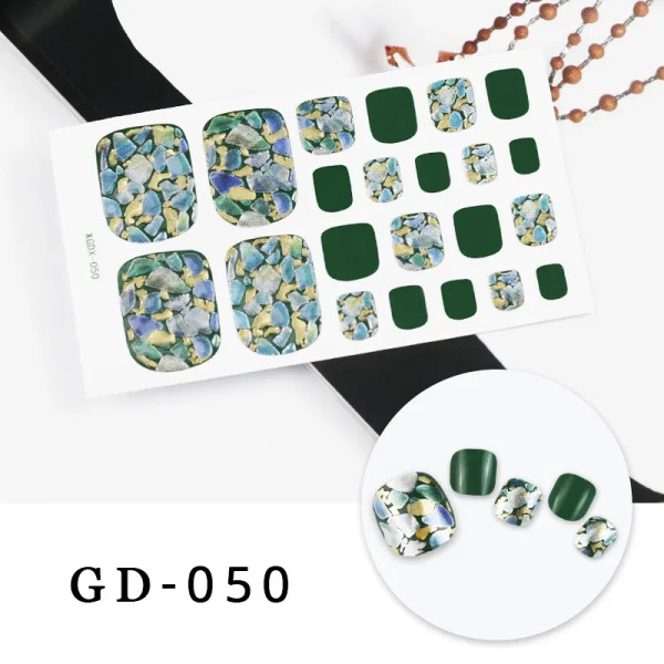 Deep Blue - Colorful Nail Stickers Foot Shiny Glitter Nails Charms Full Cover Self-Adhesive Nail Polish Stickers For Nails Art By WTB