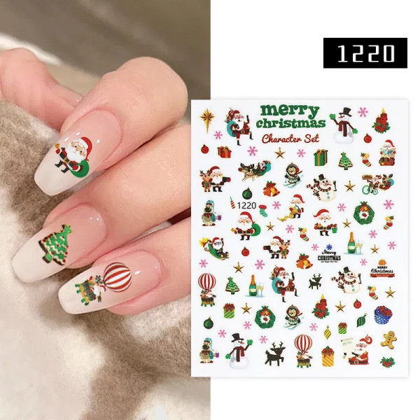 Neo Chrome - 1Pc Christmas Stickers Santa Claus Snowflake Decals Catoon Image Muti- Pattern New Year Halloween Nail Art Stickers For Manicure By WTB