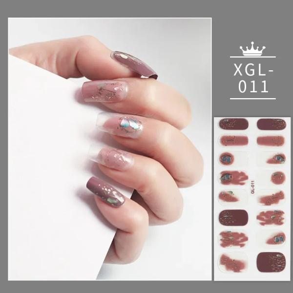 Dark Yellow - Shiny New Year Nail Sticker Self Adhesive Decor Sticker Nail Wraps Glitter Nail Polish Sticker Waterproof Christmas Nail Sticker By WTB