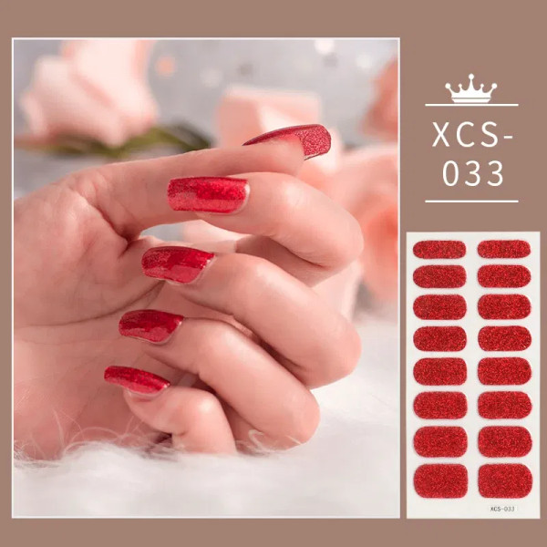 Dark Skin - 1Pc Nail Art Sticker Laser Shiny Sequins Polish Wraps Double Ended Adhesive Strips Fashion Stickers Manicure Decor By WTB