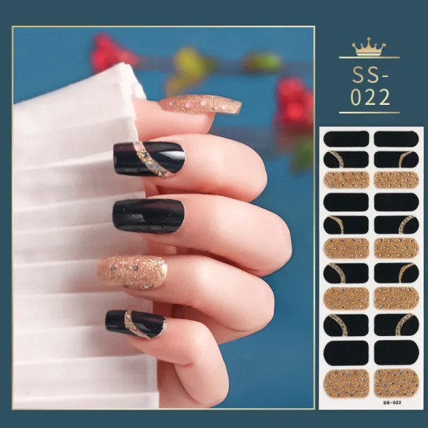 Sliver - 22 Tips Blue And White Shiny Speckles Nail Art Sticker Full Cover Nail Stickers Last Update Nail Wraps Lot Sticker For Nails By WTB