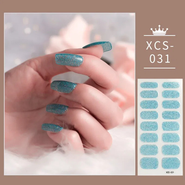 Tan/Khaki - 1Pc 3D Nail Slider Beauty Nail Stickers Shining Wave Line Decals Adhesive Manicure Tips Salon Nail Art Decorations By WTB