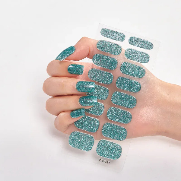 Sky Blue - Minimalist Design Fashion Nail Polish Glitter Series Powder Sequins Self Adhesive Nail Sticker Nail Sticker Set Nail Decoration By WTB