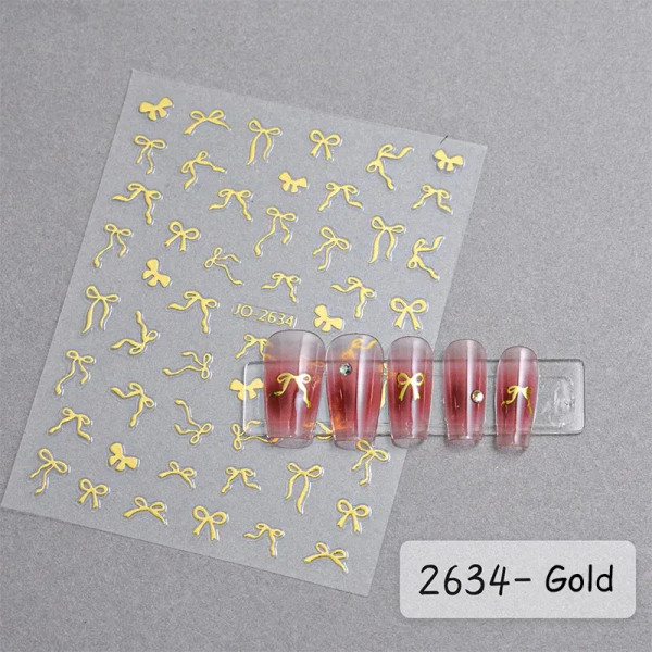 Sliver - White French 3D Nail Stickers Manicure Gradient Line Flower Nail Art Designs Self-Adhesive Nail Tips Guides For Diy Decoration By WTB