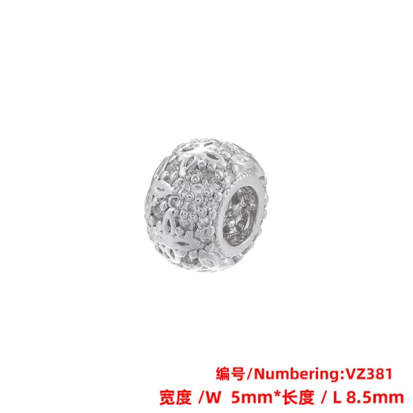 Red - Zhukou Brass Flowers Beads For Jewelry Making Cubic Zirconia Diy Handmade Bracelets Jewelry Making Beads Jewelry Materials Vz380 By WTB