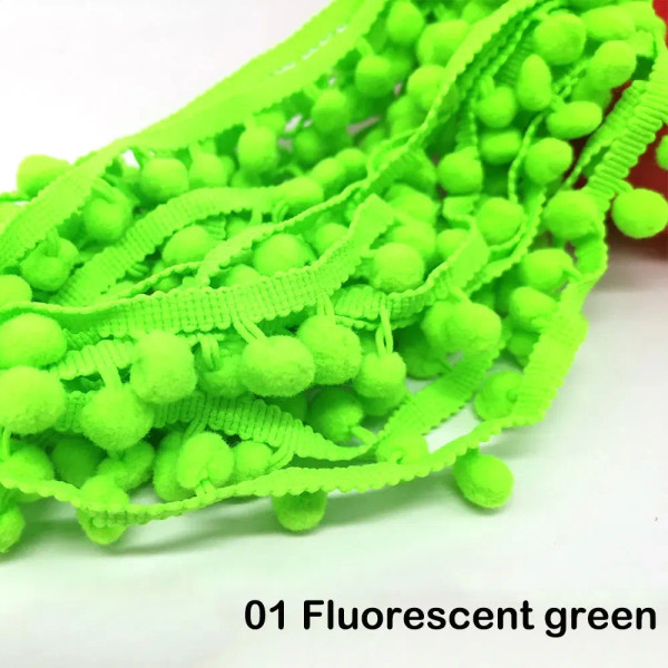 Army Green, Size: S - 1-5Yard Pom Pom Fringe Lace Ribbon Pompom Trim Ball Fabric Diy Sewing Tassel Lace Kintted Fabric Handmade Diy Craft Accessorie By WTB