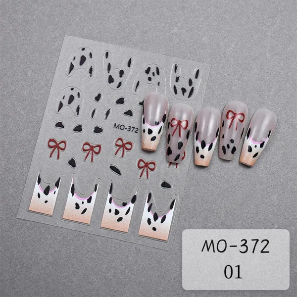 Diamond H Color - White French 3D Nail Stickers Manicure Gradient Line Flower Nail Art Designs Self-Adhesive Nail Tips Guides For Diy Decoration By WTB