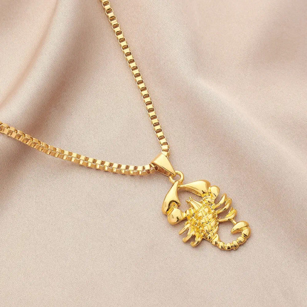 Metal Light Yellow Gold Color - Gold Color Scorpion Pendant Mens Stainless Steel Necklace Women Punk Rock Hip Hop Jewelry Gifts By WTB