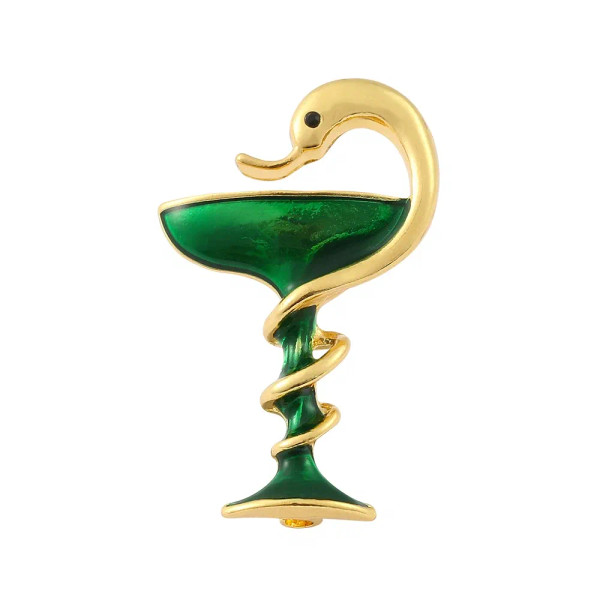 Metal Gold-Color, Ships From: China - Snake Cup Metal Enamel Brooch Red Green Trophy Memorial Cup Pins Animal Clubs Badge Gift For Women Men Jewelery By WTB