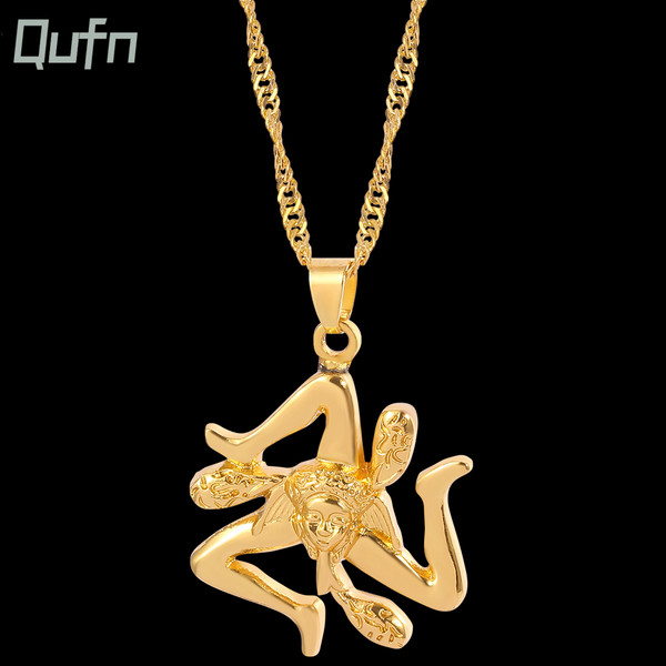 Italy Sicily Map Pendant Necklaces Italian Sicilia Charm Women Collar Gold Color Necklace Fashion Jewelry Chic Accessories By WTB