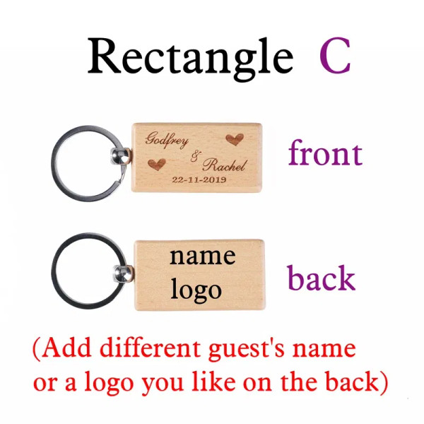 Sky Blue - 2024 Custom Logo Blank Round Rectangle Wooden Key Chain Diy Promotion Wood Keychains Wedding Gift By WTB