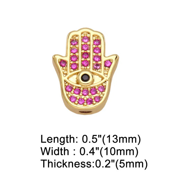 Metal Orange - Ocesrio Multiple Color Cz Fatima Hand Bracelete Charms For Jewelry Making Diy Handmade Copper Gold Plated Hamsa Hand Chma169 By WTB