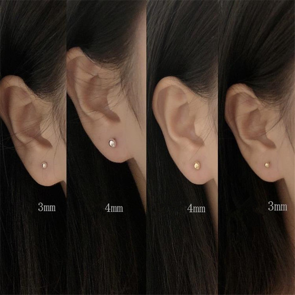 Metal Antique Bronze Plated - 4 5 6Mm Korea New Minimalist Brief Dot Stud Earrings For Women Men Unisex Jewelry Accessories Gifts Alloy Nickel Free Fj487 By WTB