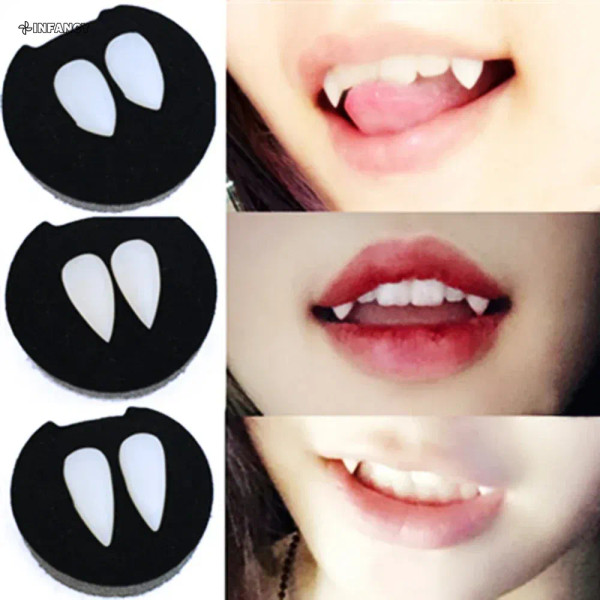 Olive - 1 Pair Vampire Teeth Fangs Halloween Party Masquerade Vampire Prop Accessories False Teeth Dentures Halloween Decoration By WTB