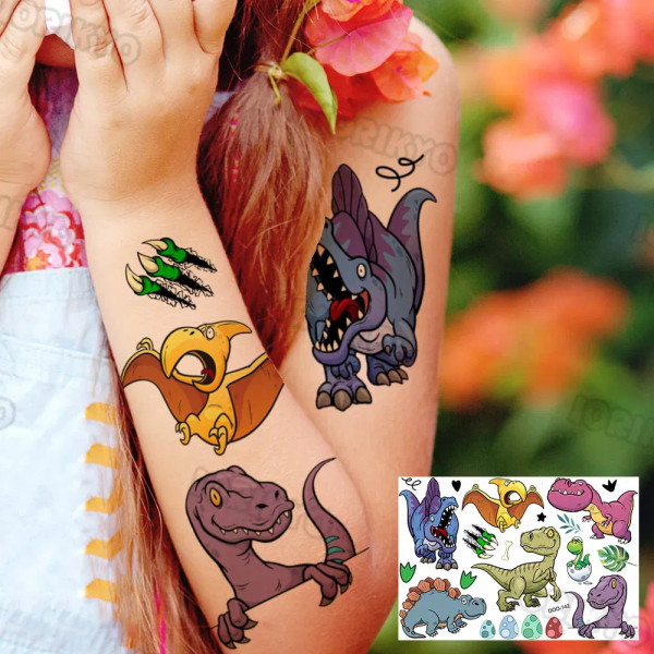Plum - Airplane Spaceman Temporary Tattoos For Kids Face Neck Boy Girls Adult Fake Planets Astronaut Tattoo Sticker Black Cartoon Tatoo By WTB