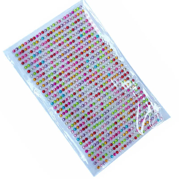 Multi-Colored, Size: 5Cm - Scrapbook Sticker 3Mm 750Pcs/Set Self-Adhesive Acrylic Rhinestones Sticker Mobile Diamond Decoration Drill Stickers For Car By WTB