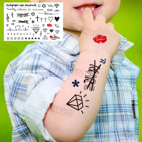 Plum - Summer Style Temporary Tattoos For Kids Adult Boy Girl Fake Ice Cream Tattoo Sticker Small Rock Flower Heart Tatoos Hands Finger By WTB