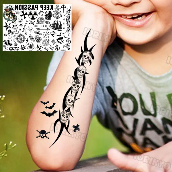Sky Blue - Funny Whale Tree Temporary Tattoo For Child Boy Face Neck Girls Son Daughter Fake Moon Tattoos Sticker Cartoon Transfer Tatoos By WTB
