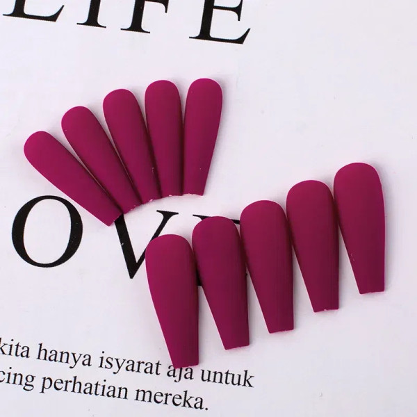 Blue - 20Pcs Solid Color Matte Super Long Coffin Fake Nails Tips For Extension Manicure Art Wholesales Press On Ballet Fake False Nails By WTB