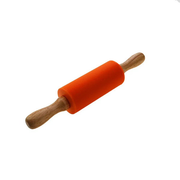 Chocolate - 1Pcs Non-Stick Wooden Handle Pin Pastry Dough Flour Roller Silicone Rolling Kitchen Baking Cooking Tools Christmas Rolling Pin By WTB