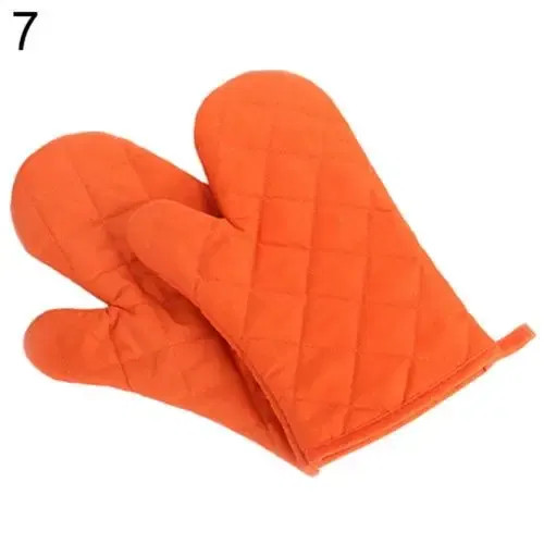 Orange - Cotton Oven Mitt High Quality Heat Proof Resistant Protector Kitchen Cooking Pot Holder Glove Kitchen Bakeware By WTB