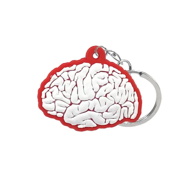 Silver - 1Pcs Pvc Rubber Hot Keychain For Nurses New Design Medicine Style Heart & Brain Car Key Pendant Cute Bag Ornament Gift By WTB