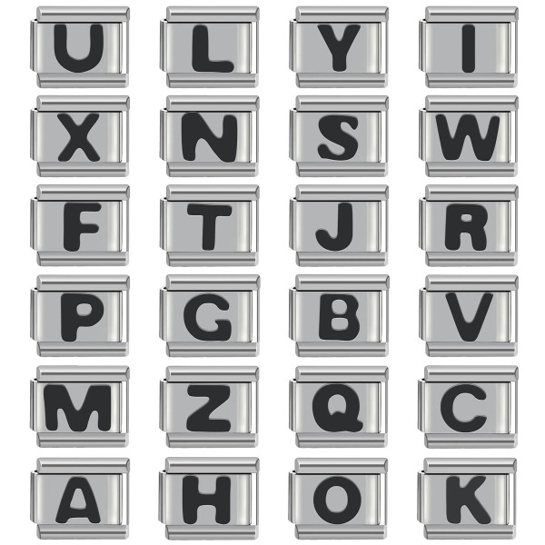 Metal Rust Red - Black 26 Letter 9Mm Diy Italian Charm Stainless Steel Bracelet By WTB