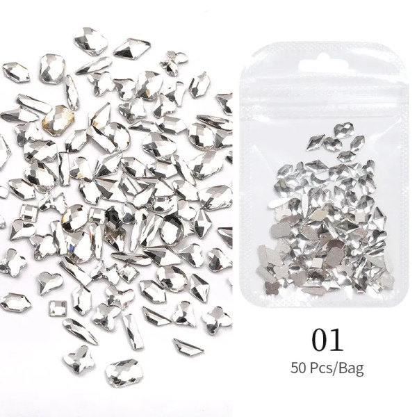 Nickel-Free White - 1Bag Mix Colorful Jelly Clear Ribbon Bowknot Nail Charms Pearl Pink Heart Flower Flat-Back Gem Part Nail Art Manicure Decoration By WTB