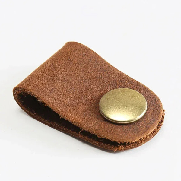 Red - Genuine Leather Cable Organizer Vintage Earphone Wire Data Line Clips Cable Winder Tie Cable Management Cord Organizer Office By WTB