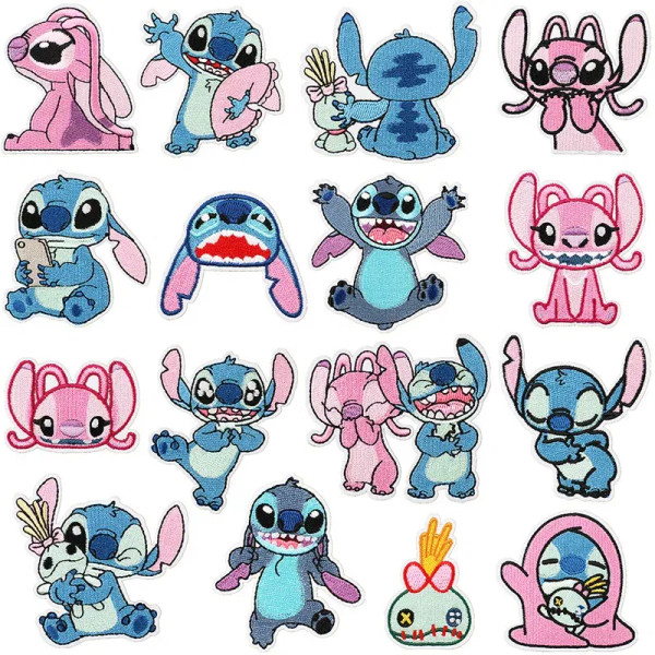 Black - 1Pcs Lilo & Stitch Embroidery Cloth Stickers Disney Bags Clothes Diy Accessories Kids Pants Hole Repair Iron On Patch Applique By WTB