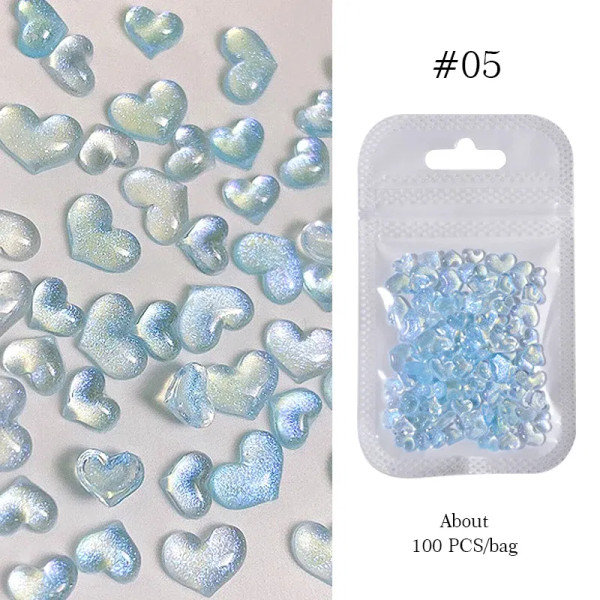 Camel Color - 1Bag Mix Colorful Jelly Clear Ribbon Bowknot Nail Charms Pearl Pink Heart Flower Flat-Back Gem Part Nail Art Manicure Decoration By WTB