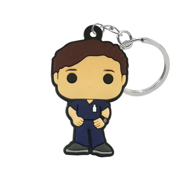 Yellow - 1Pcs Pvc Rubber Key Ring Classic Anime Figure Mold Doctor Shape Petty Mini Key Holder Accessories Charms Fit Kid Gift Trinkets By WTB