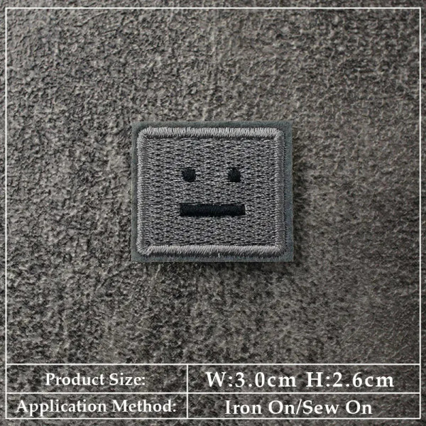 Brown - Square Expression Embroidered Applique Patches Fabric Garment Apparel Clothing Accessories Embroidery Badges Pink Black White By WTB